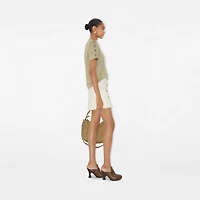 Check Trim Cotton T-shirt in Skylark - Women | Burberry® Official
