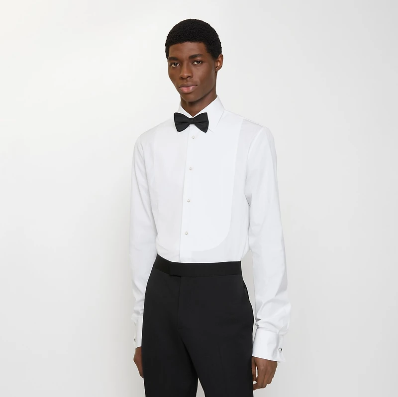 Slim Fit Cotton Tuxedo Shirt in White - Men | Burberry® Official