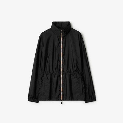Short Checker-tape Nylon Parka in Black - Women | Burberry® Official
