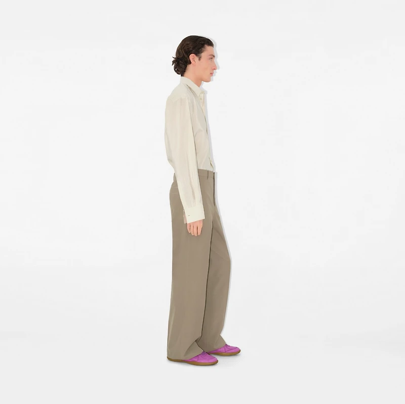 Relaxed Fit Striped Silk Shirt in Clam - Men | Burberry® Official