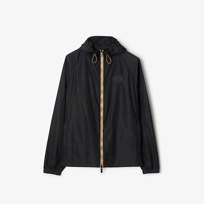 Checker-tape Nylon Hooded Jacket in Navy - Men | Burberry® Official