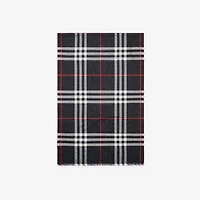 Check Wool Silk Scarf in Navy | Burberry® Official