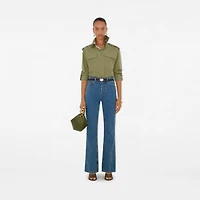 High Rise Bootcut Jeans in Mid blue - Women, Cotton | Burberry® Official