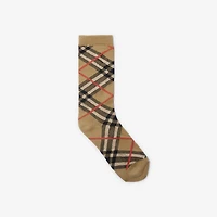 Check Cotton Blend Socks in Sand beige | Burberry® Official