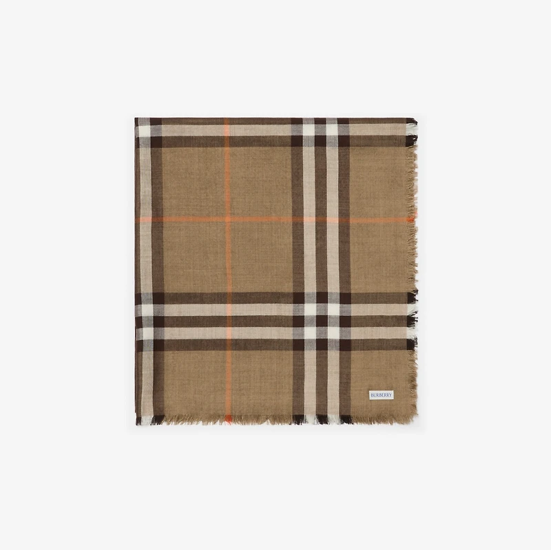 Reversible Check Wool Silk Scarf in Sand/vole brown | Burberry® Official