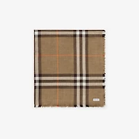 Reversible Check Wool Silk Scarf in Sand/vole brown | Burberry® Official