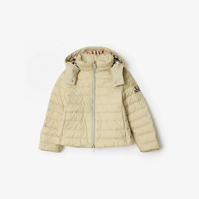 Hooded Puffer Jacket in Pale stone beige | Burberry® Official