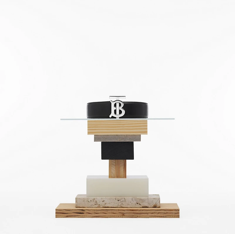 Monogram Motif Leather Belt in Black/palladium Grey - Women | Burberry® Official