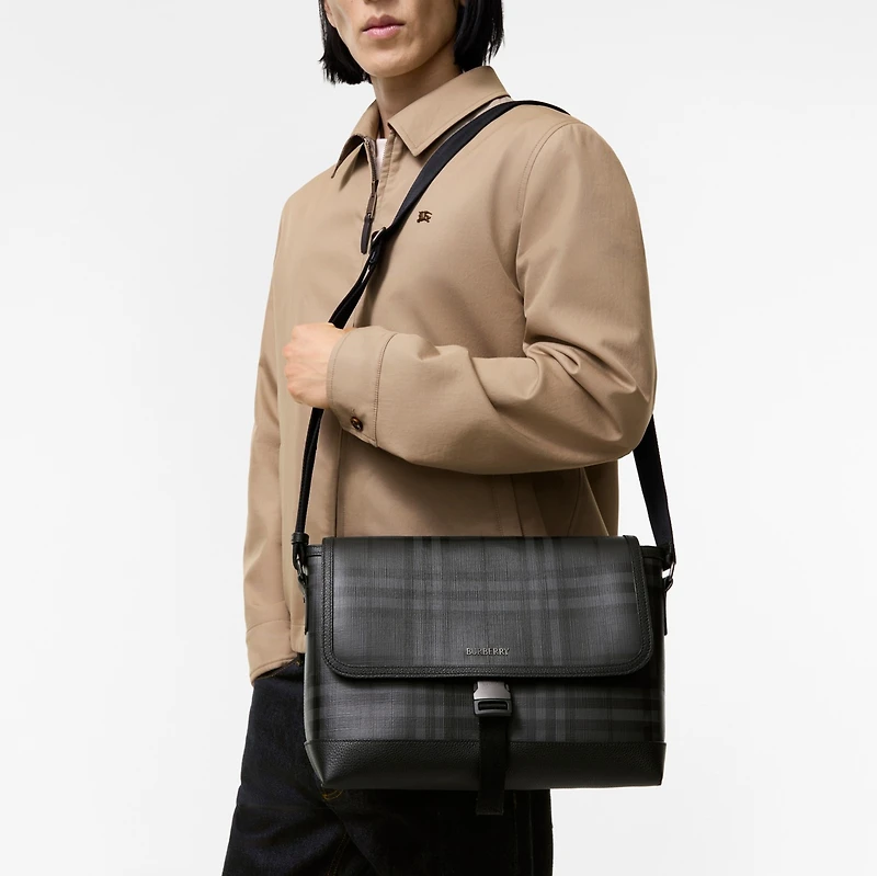 City Check Messenger Bag in Iron grey - Men, Technical, Cotton | Burberry® Official