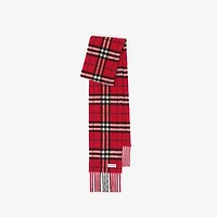 Narrow Check Cashmere Scarf in Post red | Burberry® Official