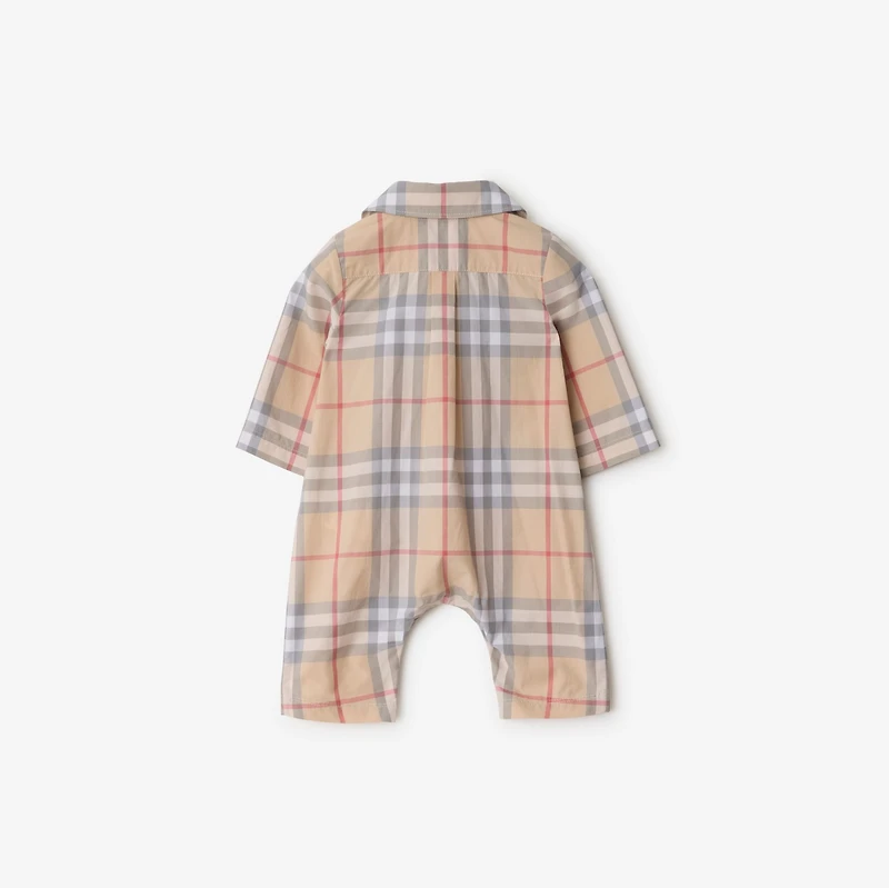 Check Cotton Jumpsuit in Pale stone - Children | Burberry® Official
