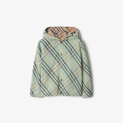 Reversible Check Cotton Blend Jacket in Breeze | Burberry® Official
