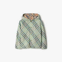 Reversible Check Cotton Blend Jacket in Breeze | Burberry® Official