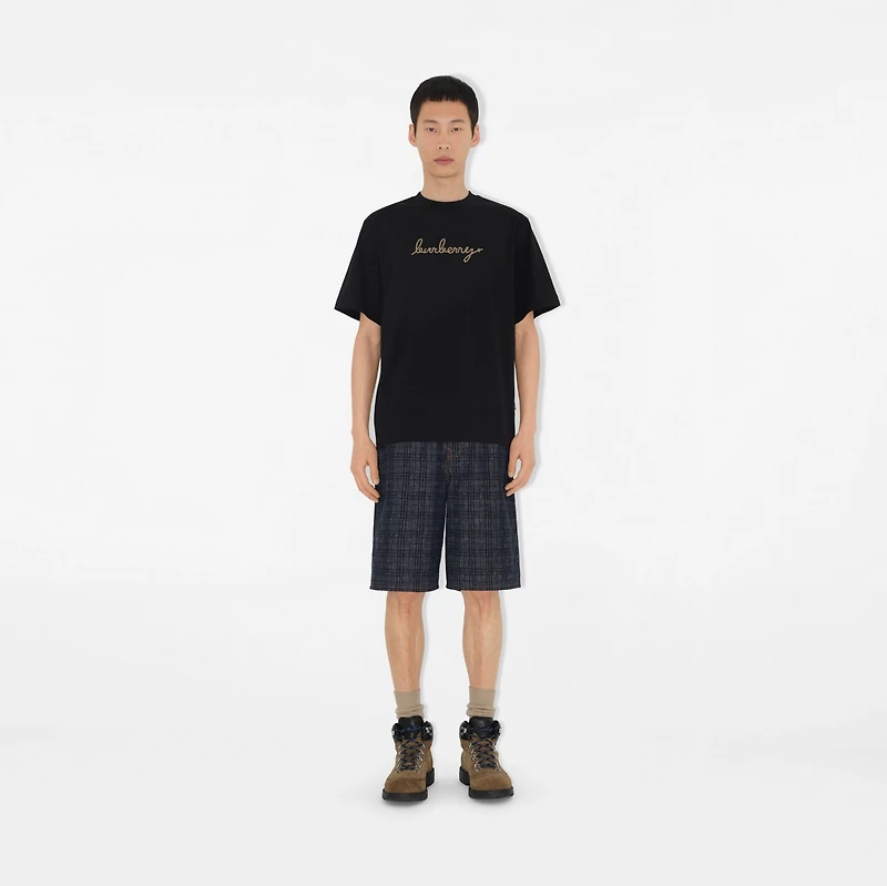 Check EKD Cotton T-shirt in Black - Men | Burberry® Official