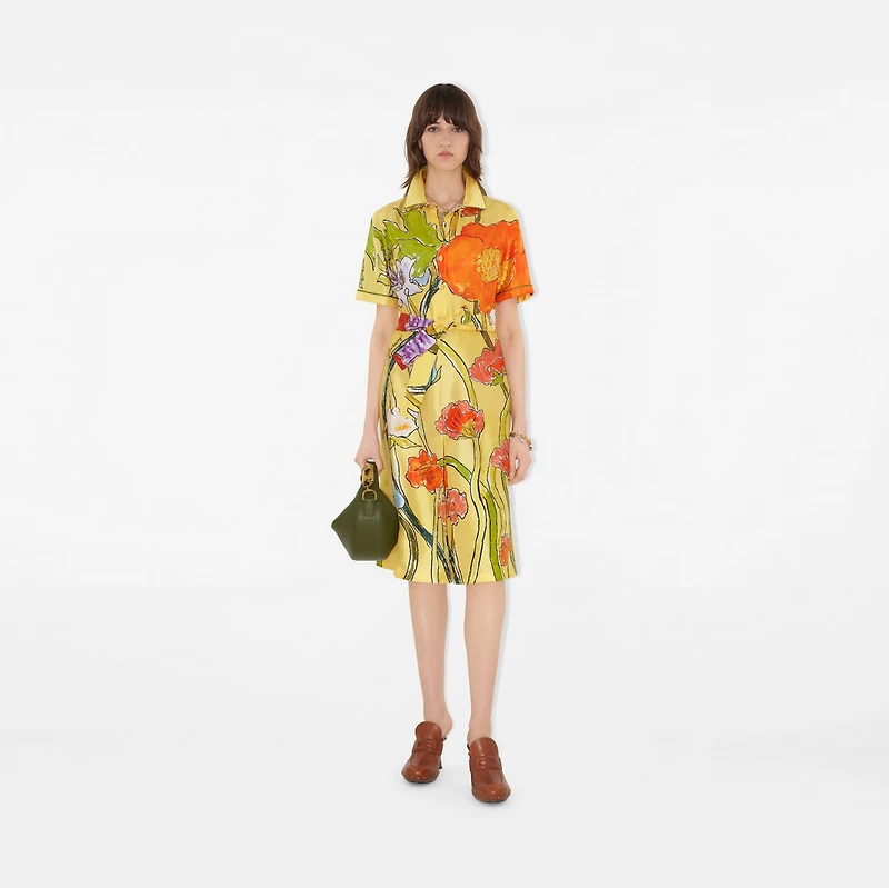 Highgrove Cascading Flowers Silk Shirt Dress in Buttermilk - Women | Burberry® Official