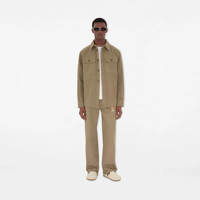 Cotton Overshirt in Quill - Men | Burberry® Official