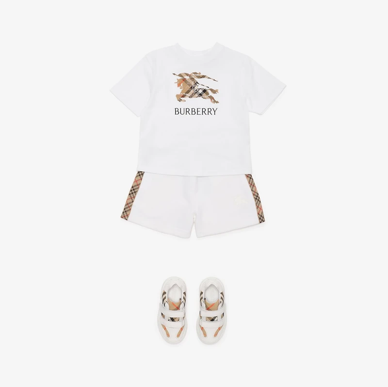 Knight Check Cotton T-shirt in White | Burberry® Official