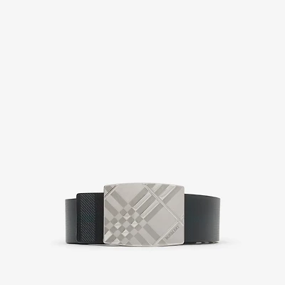 Reversible Engraved Check Belt in Black/charcoal grey - Men | Burberry® Official