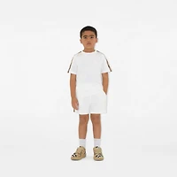 Check Trim Cotton T-shirt in White | Burberry® Official