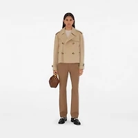 Gabardine Tailored Trousers in Warm cocoa - Women, Cotton | Burberry® Official