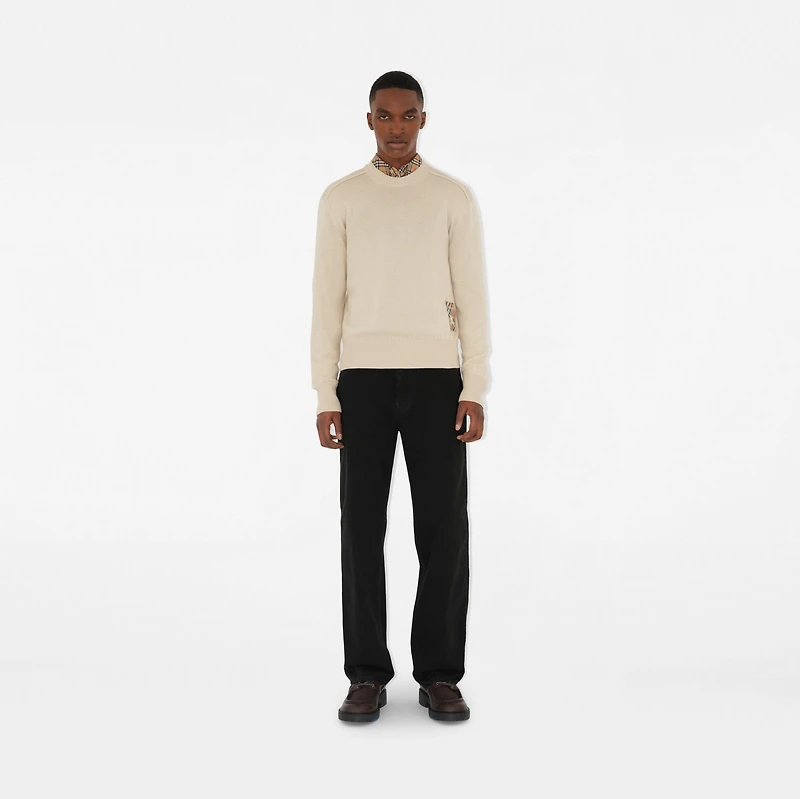 Check Label Wool Sweater in Nutmeg - Men | Burberry® Official