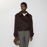 Cropped Gabardine Trench Jacket in Clove brown - Women, Cotton | Burberry® Official