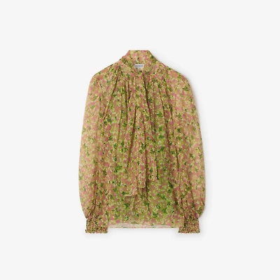 Ditsy Floral Silk Blouse in Bracken green - Women | Burberry® Official