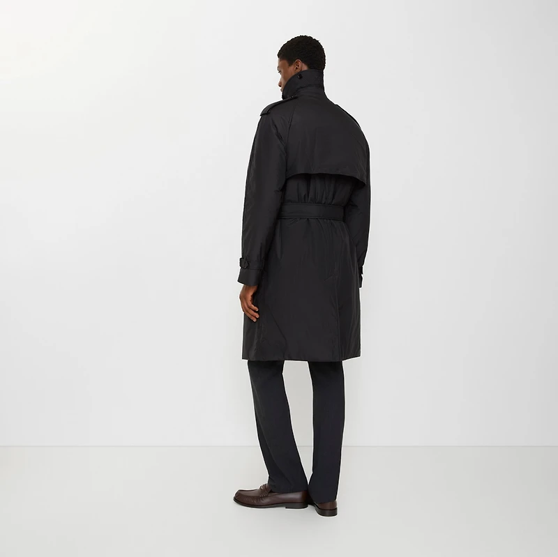 Long Cotton Nylon Padded Trench Coat in Black - Men | Burberry® Official
