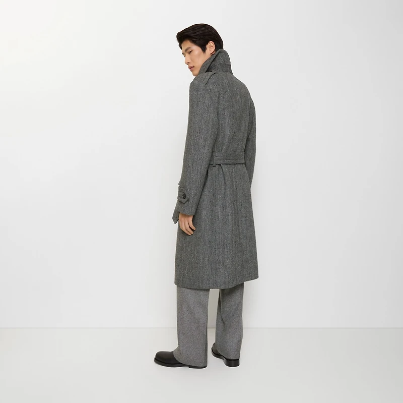 Long Herringbone Wool Trench Coat in Coal grey/light thistle grey - Men | Burberry® Official