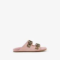 Check Suede Urchin Sandals in Peony pink - Women | Burberry® Official