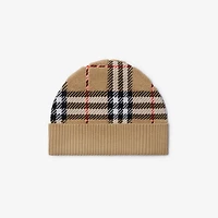 Check Wool Beanie in Sand - Children | Burberry® Official