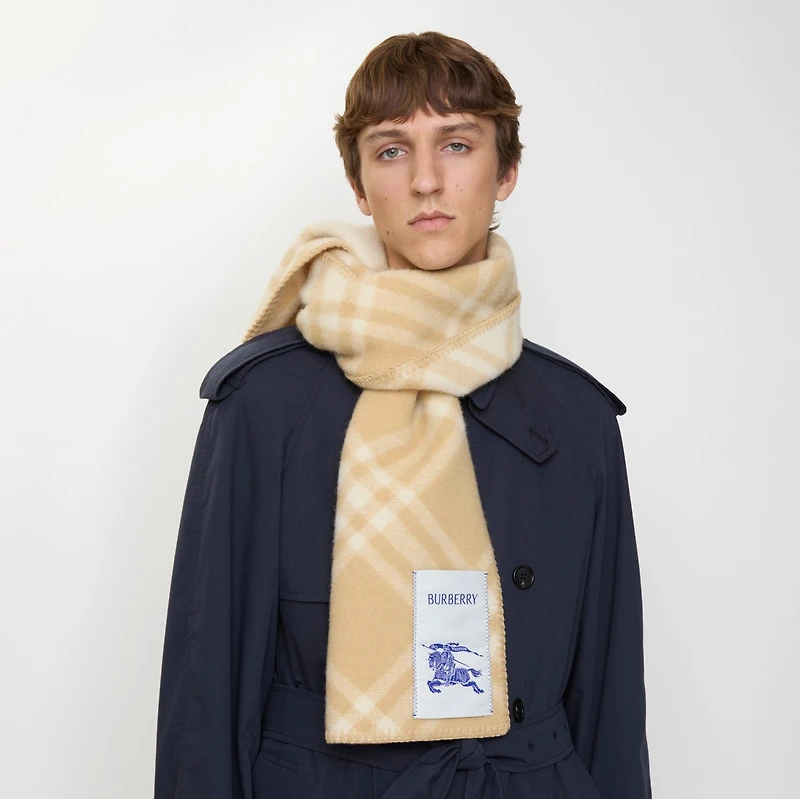 Check Wool Scarf in Sand | Burberry® Official