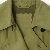 Long Nubuck Trench Coat in Wreath - Women, Leather | Burberry® Official