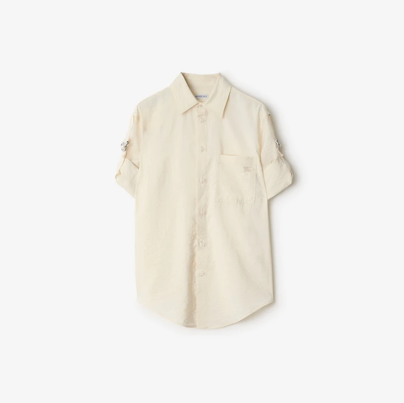 Regular Fit Silk Blend Shirt in Off white - Women | Burberry® Official