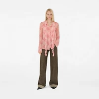 Ruffled Check Silk Blouse in Candy - Women | Burberry® Official