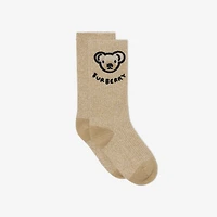 Thomas Bear Wool Blend Socks in Pale stone - Children | Burberry® Official
