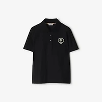 B Heart Cotton Polo Shirt in Black - Women | Burberry® Official