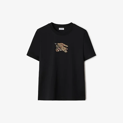 EKD Check Cotton T-shirt in Black - Women | Burberry® Official