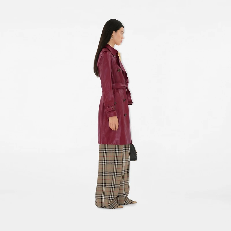 Mid-length Leather Kensington Trench Coat in Ripple - Women | Burberry® Official