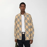 Relaxed Fit Check Cotton Flannel Shirt in Sand beige - Men | Burberry® Official