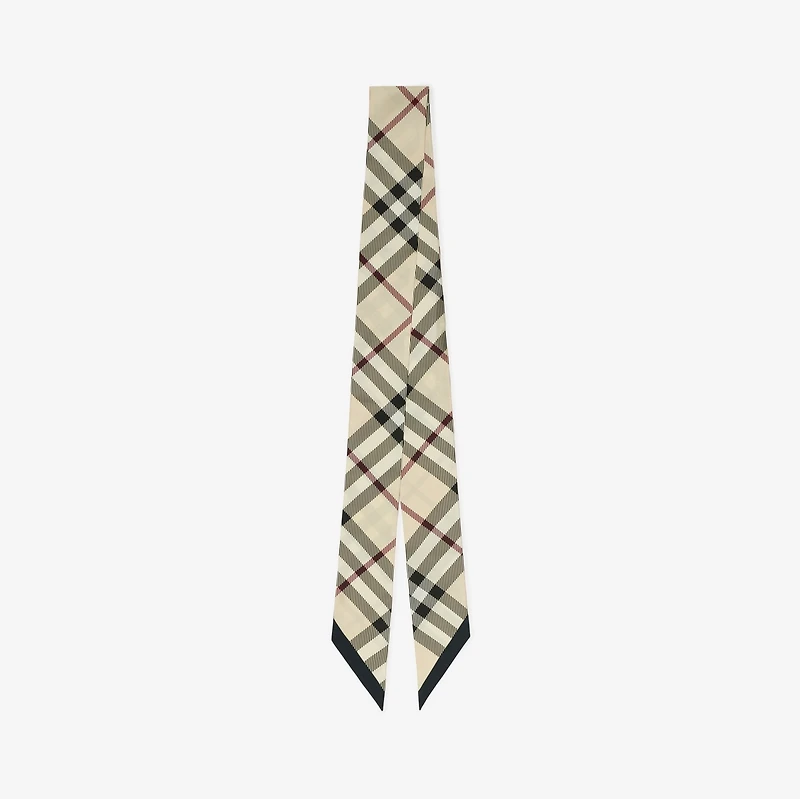 Skinny Check Silk Scarf in Stone | Burberry® Official