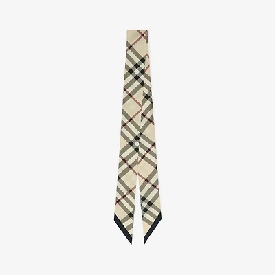 Skinny Check Silk Scarf in Stone | Burberry® Official