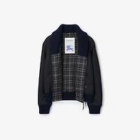 Wool Blend Bomber Jacket in Navy - Men | Burberry® Official