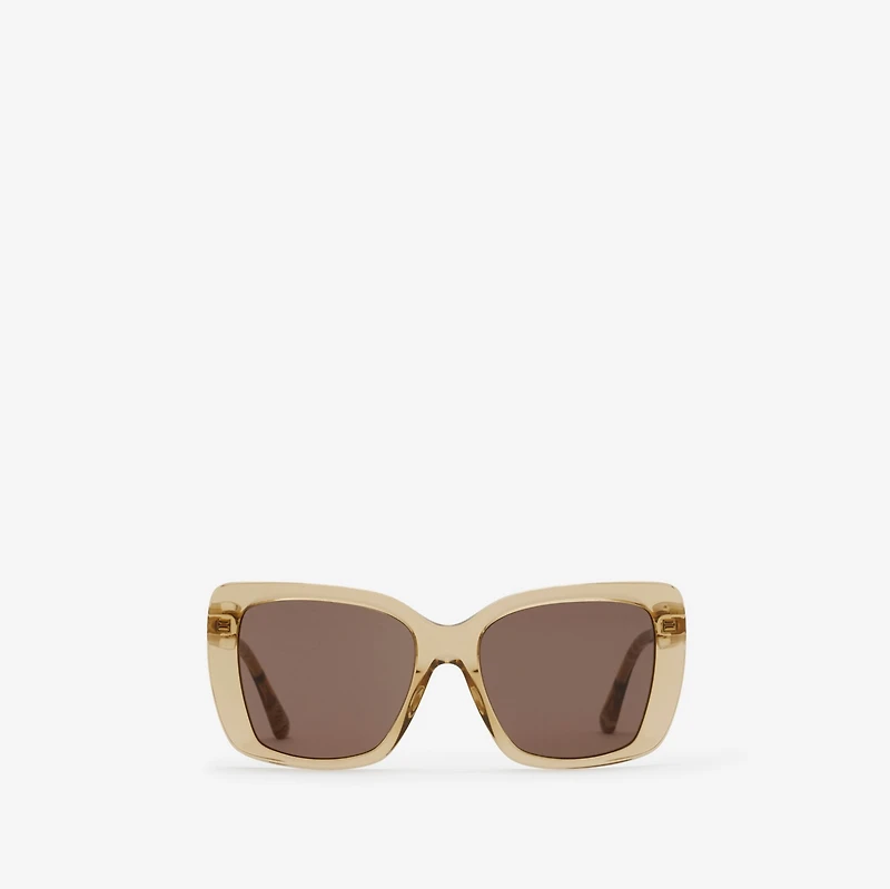 Tubular Check Square Sunglasses​ in Buff - Women | Burberry® Official