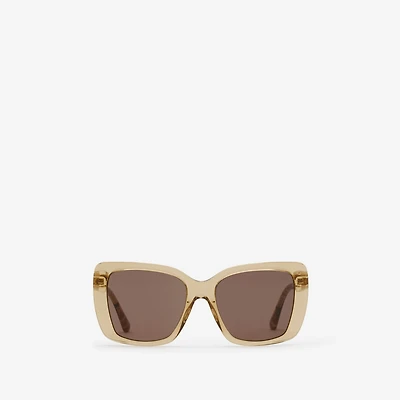 Tubular Check Square Sunglasses​ in Buff - Women | Burberry® Official