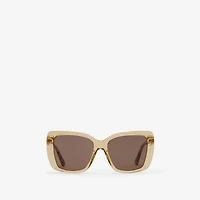 Tubular Check Square Sunglasses​ in Buff - Women | Burberry® Official
