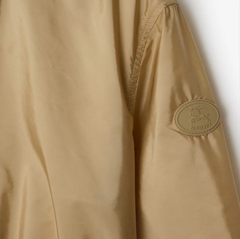 Short Checker-tape Nylon Parka in Flax - Women | Burberry® Official