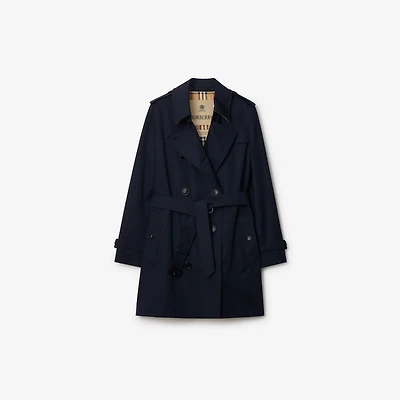 Short Kensington Heritage Trench Coat in Coal blue - Women, Cotton Gabardine | Burberry® Official