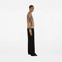 Check Wool Mohair Blend Jacket in Sand - Women, Nylon | Burberry® Official