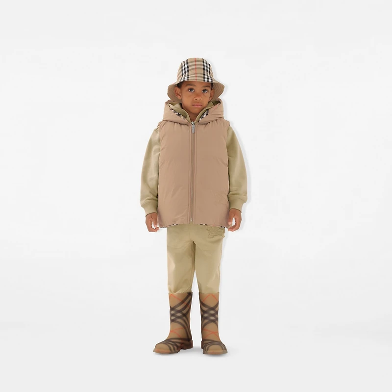 Reversible Check Nylon Padded Gilet in Sand | Burberry® Official